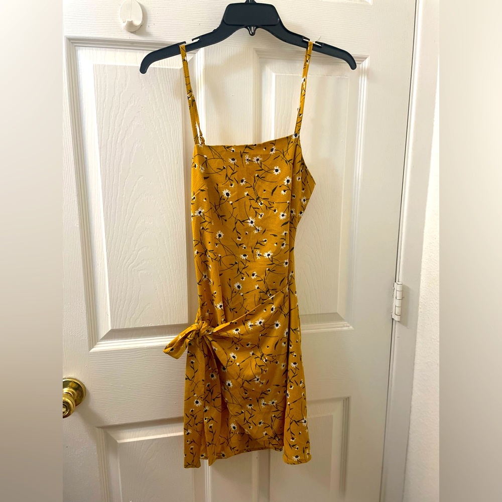 Mustard Gold Floral Dress